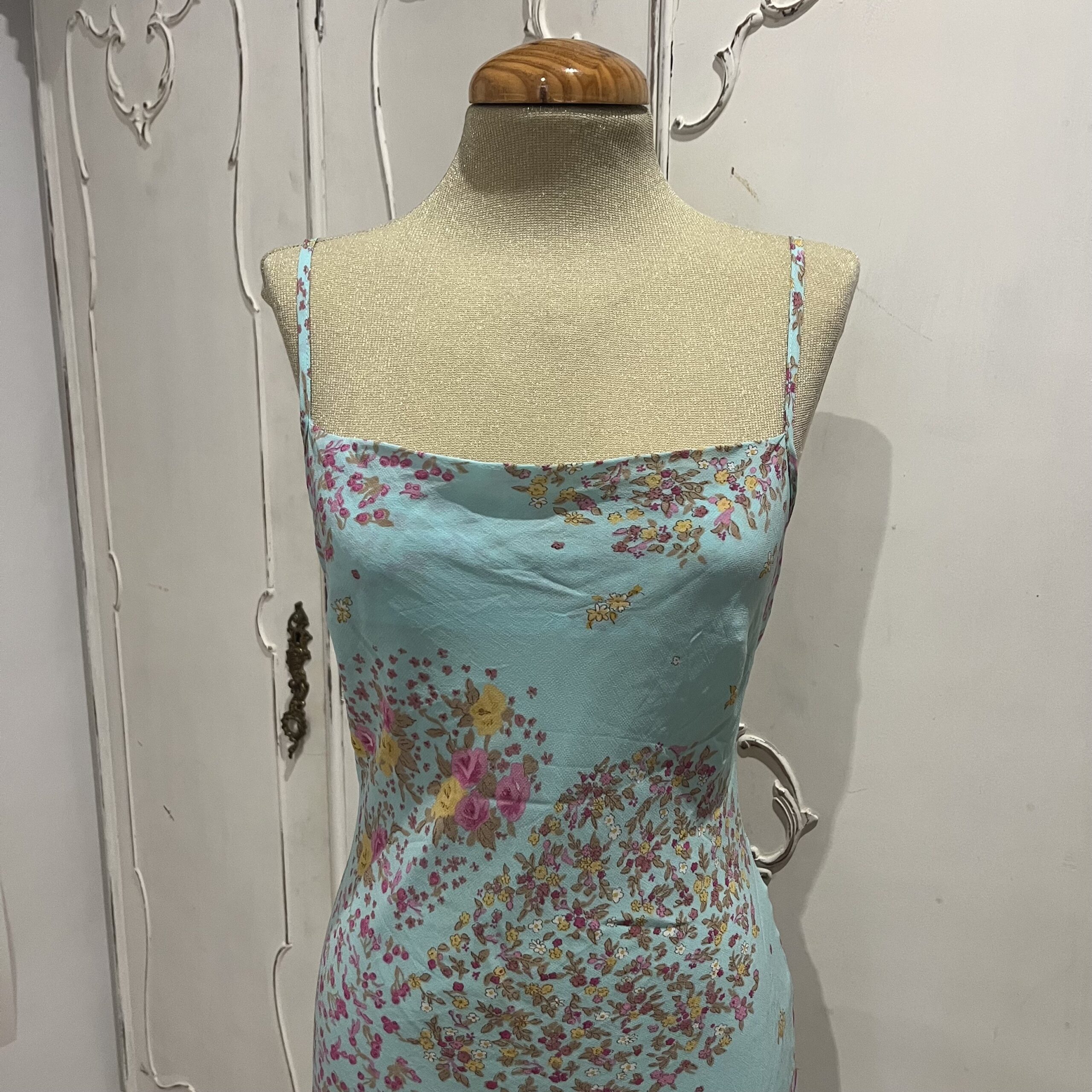 Azure Bloom Slip Dress - Ocean Blue